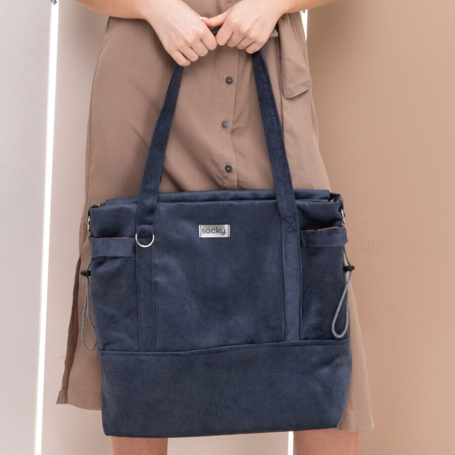 Torba shopper handy szary denim