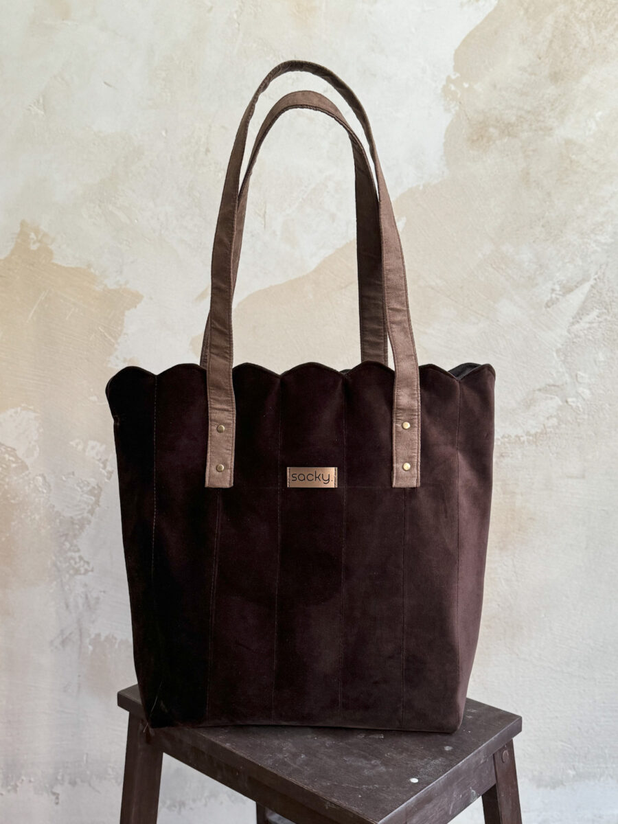 Torba welurowa muffin deep brown - obrazek 3