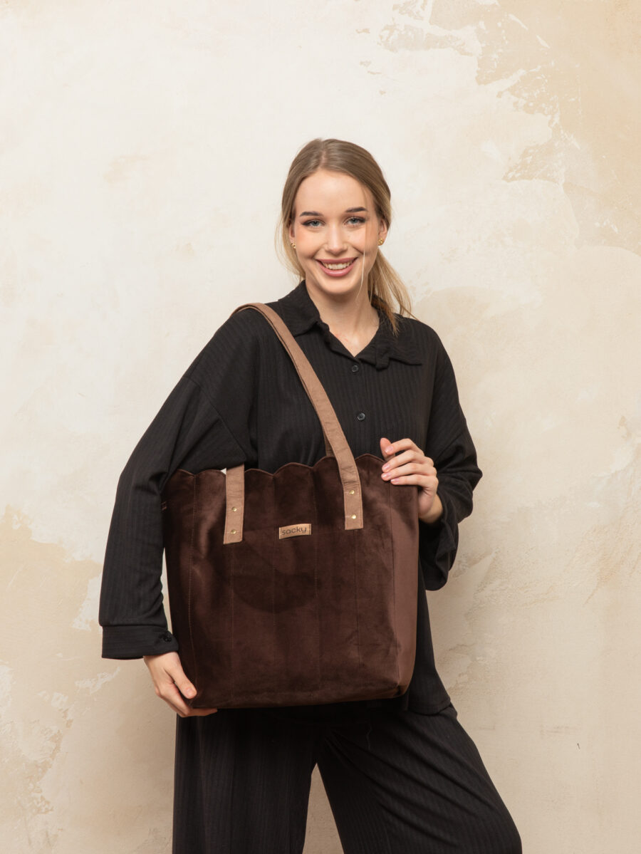 Torba welurowa muffin deep brown