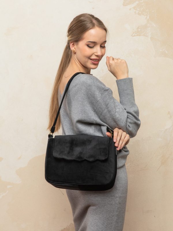 Torebka welurowa cloud czarna