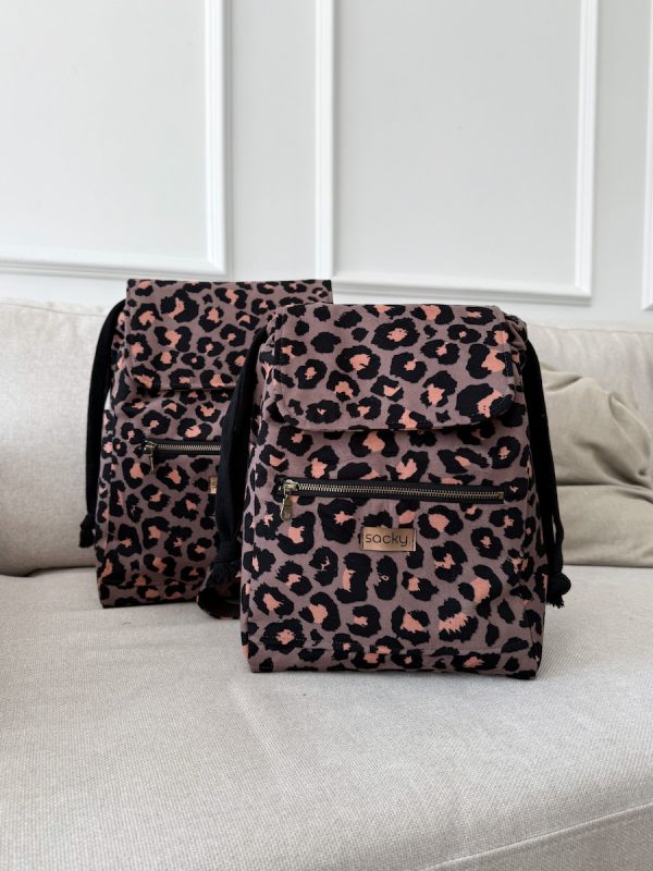 Plecak welurowy lucky panterka Plecak welurowy lucky w czekoladową panterkę