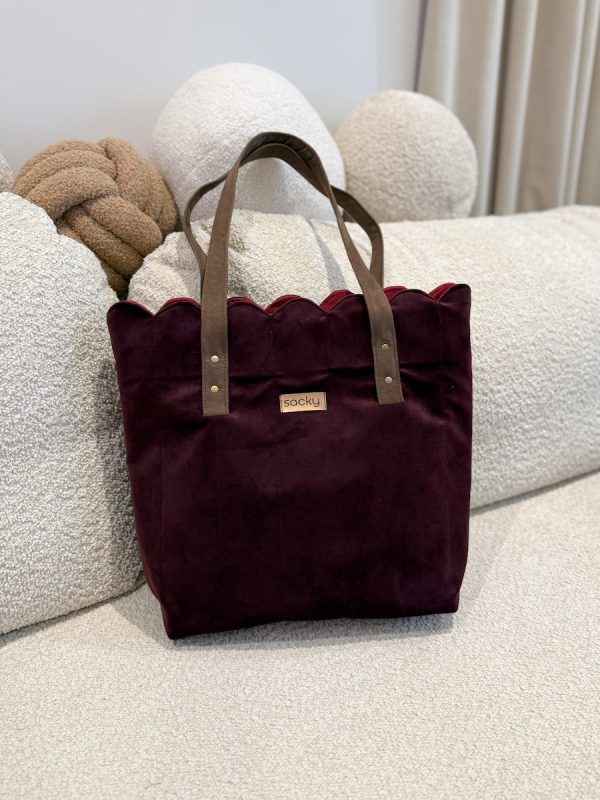 Torba welurowa muffin wino