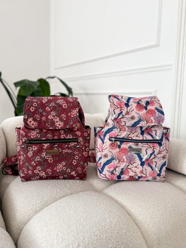 Plecak welurowy lucky sakura (Różne rozmiary)