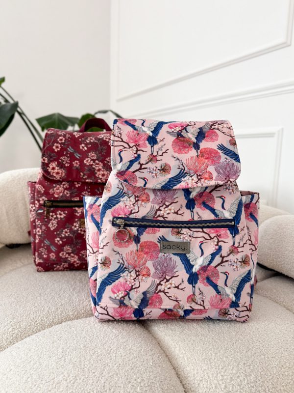 Plecak welurowy lucky japandi i sakura