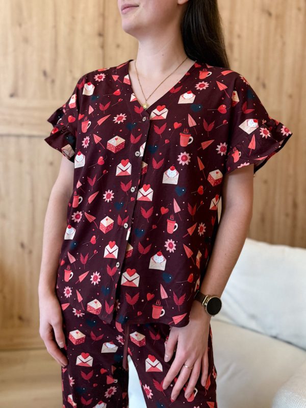 Koszula bawełniana od piżamy walentynka