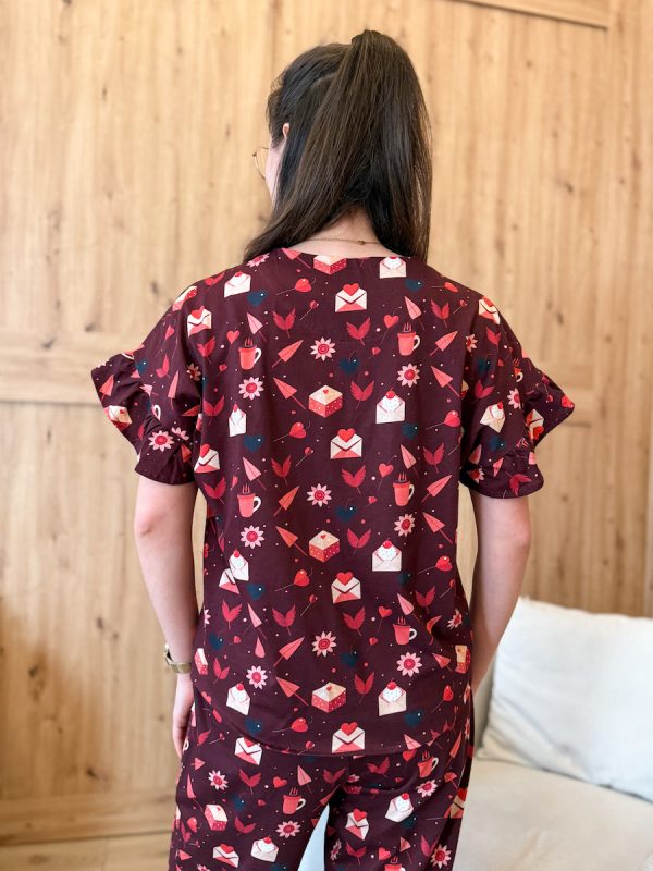 Koszula bawełniana od piżamy walentynka