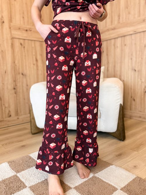 Długie spodnie od piżamy walentynka