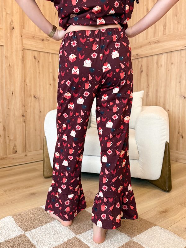 Długie spodnie od piżamy walentynka