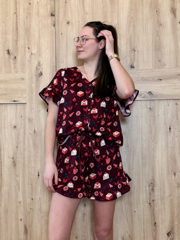 Koszula bawełniana od piżamy walentynka