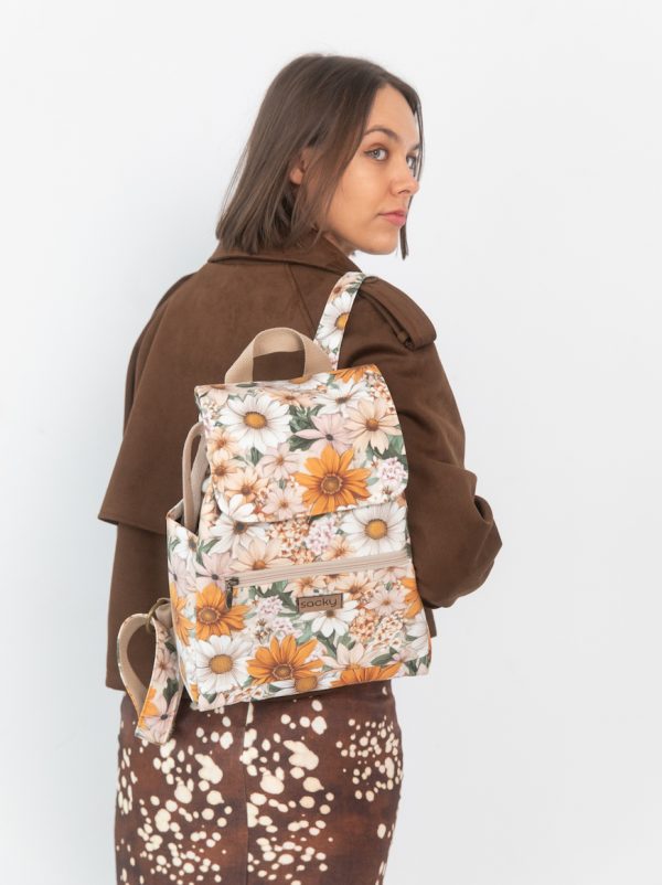 Plecak welurowy lucky ochra