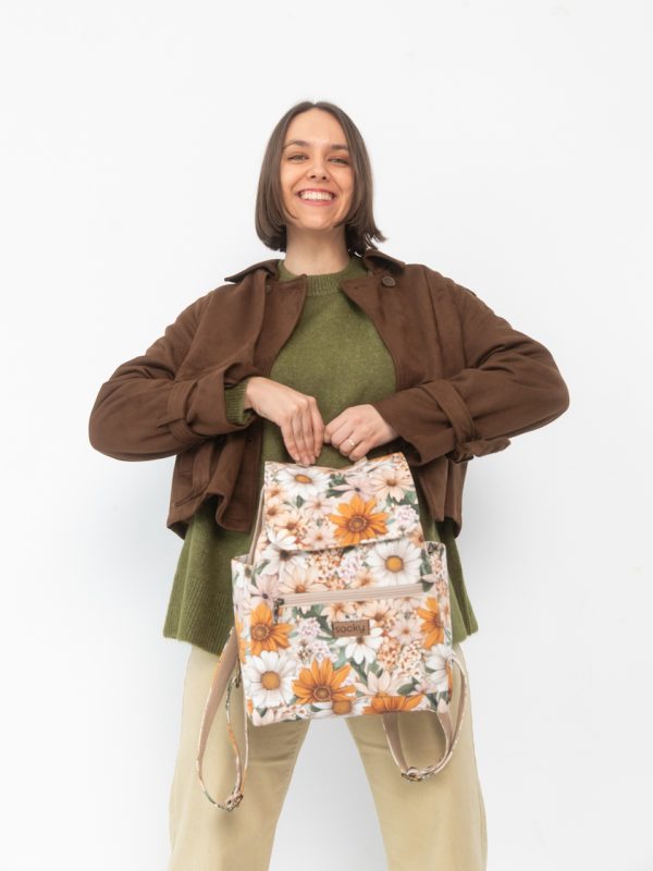 Plecak welurowy lucky ochra