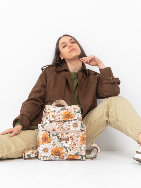 Plecak welurowy lucky ochra standard