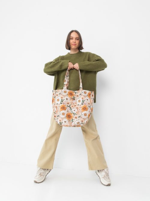 Welurowa tote bag ochra