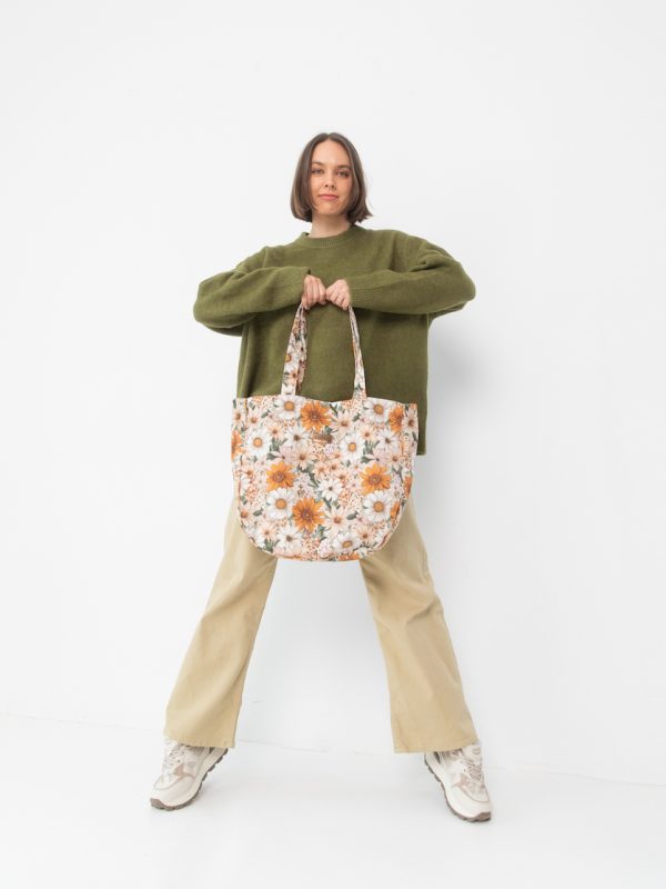 Welurowa tote bag ochra