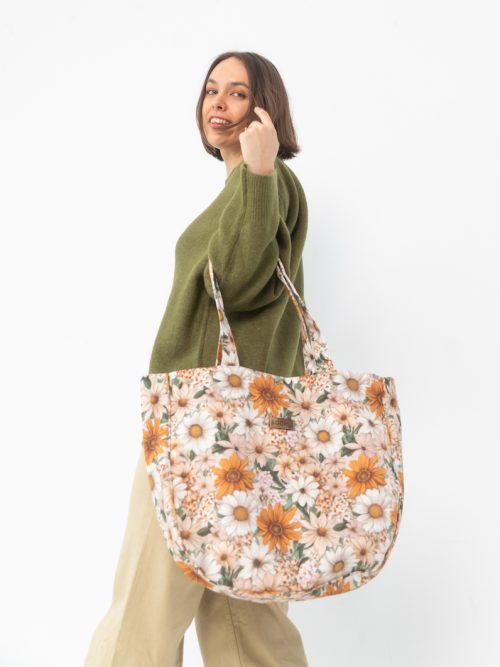 Welurowa tote bag ochra