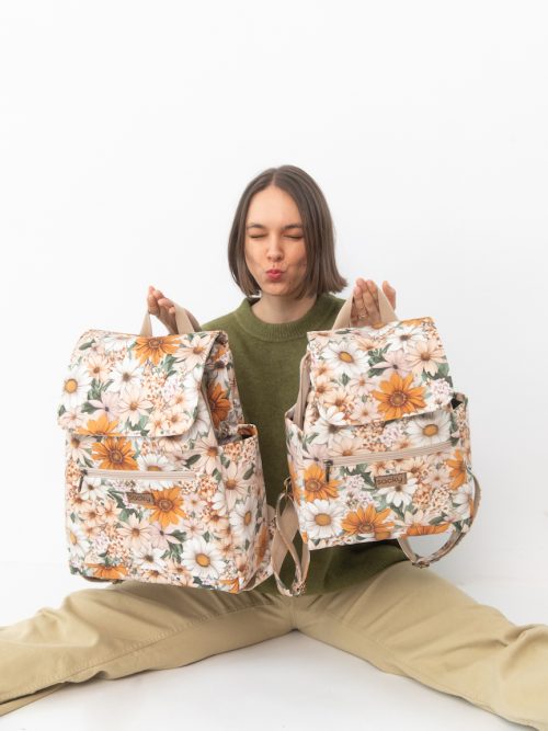 Plecak welurowy lucky ochra w rozmiarze maxi i standard