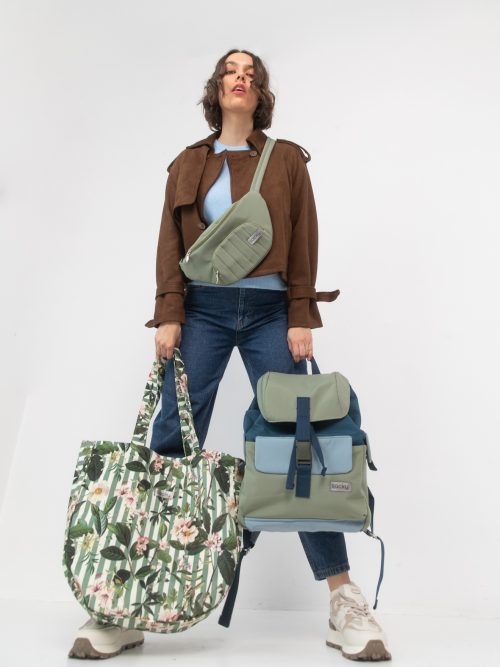 Welurowa tote bag verde