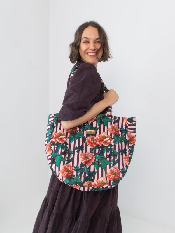 Welurowa tote bag karmin