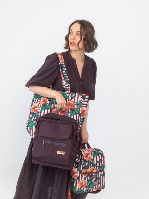 Plecak welurowy lucky karmin