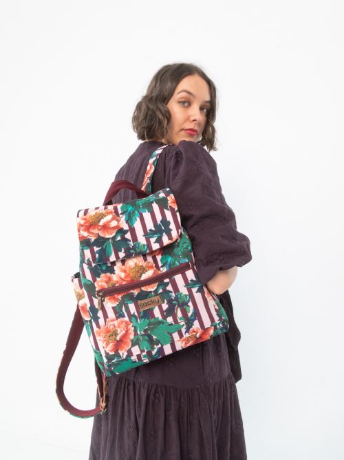 Plecak welurowy lucky karmin