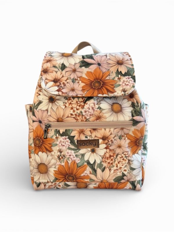 Plecak welurowy lucky ochra przód